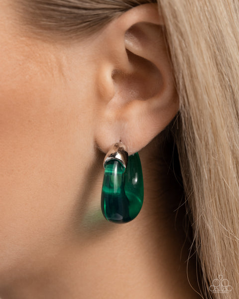 Clear Charm - Green Earrings