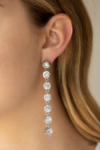 Dazzling Debonair - White Post Earrings