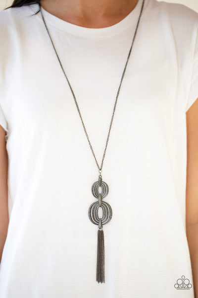 Timelessly Tasseled - Black Necklace