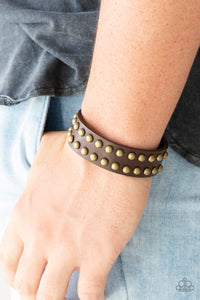 Biker Bold - Brown Wrap Urban Bracelet