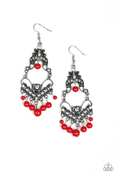 Colorfully Cabaret - Red Earrings