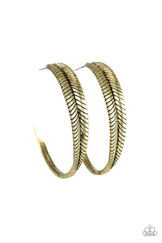 Funky Feathers - Brass Earrings