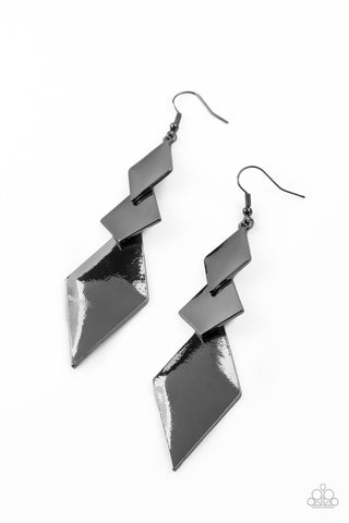 Danger Ahead - Black Earrings