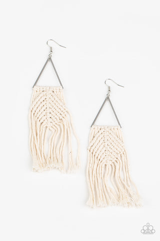 Macrame Jungle - White Earrings