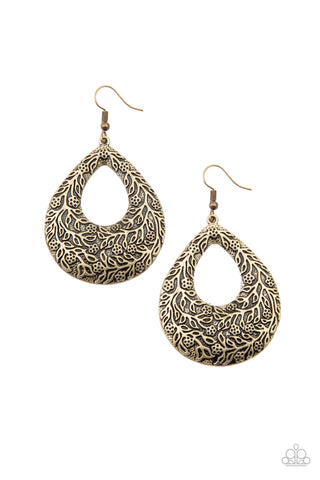 Flirtatiously Flourishing - Brass Earrings