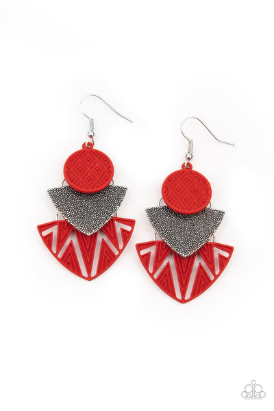 Jurassic Juxtaposition - Red Earrings