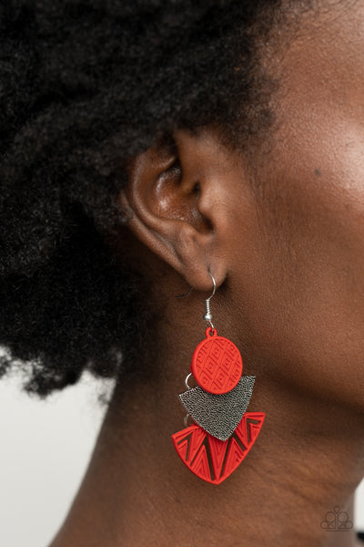 Jurassic Juxtaposition - Red Earrings