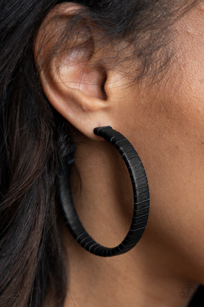 Leather-Clad Legend - Black Earrings