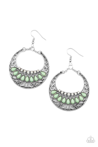 Crescent Couture - Green Earrings