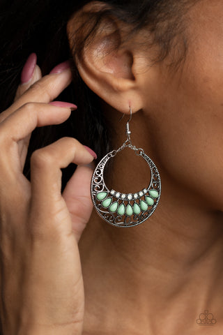 Crescent Couture - Green Earrings