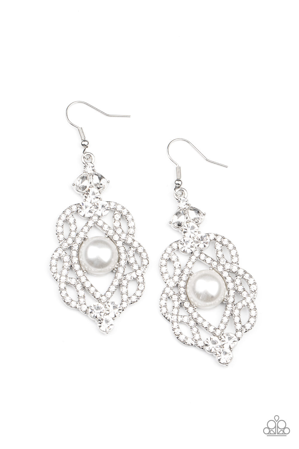 Rhinestone Renaissance - White Earrings