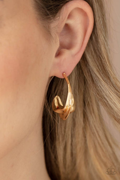 Modern Meltdown - Gold Earrings