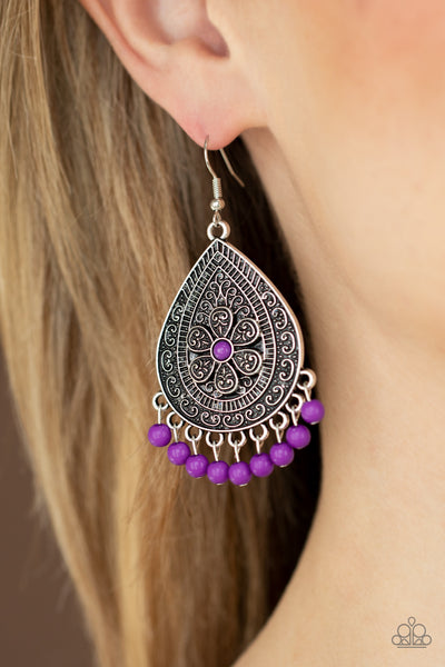 Blossoming Teardrops - Purple Earrings