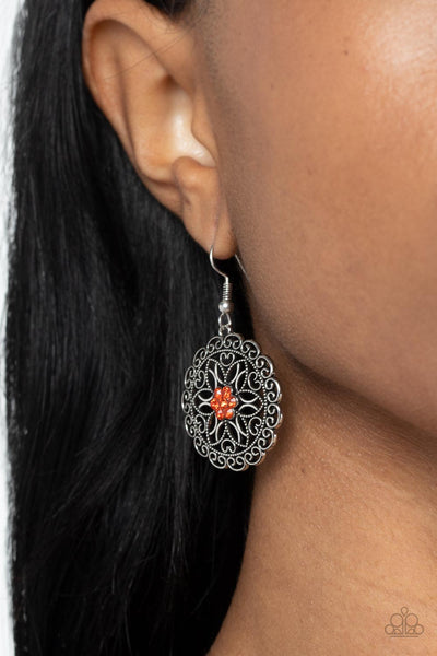 Flower Shop Sparkle - Orange Earrings