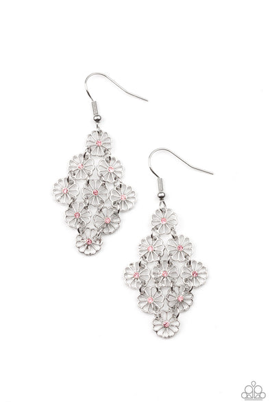 Bustling Blooms - Pink Earrings