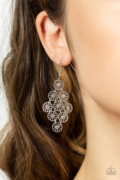 Bustling Blooms - Pink Earrings