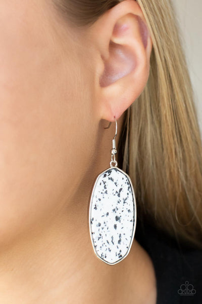 Stone Sculptures - White Earrings