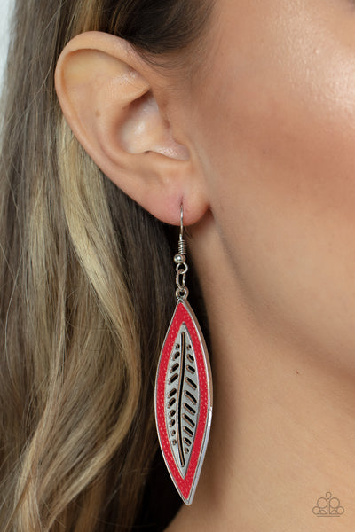 Leather Lagoon - Red Earrings