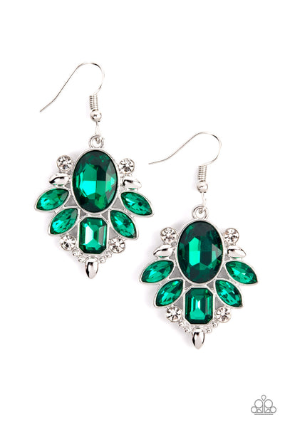 Glitzy Go-Getter - Green Earrings