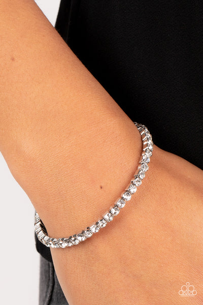 Rhinestone Spell - White Bracelet