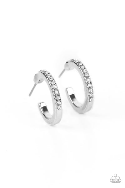 Audaciously Angelic - White Mini Hoop Earrings