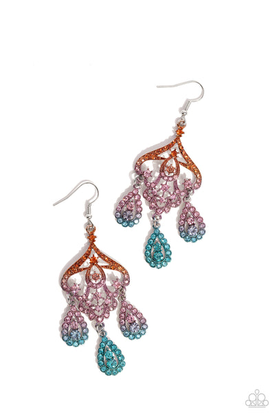 Chandelier Command - Multi Earrings (Orange-Pink-Blue)