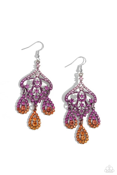 Chandelier Command - Multi Earrings (Pink-Purple-Orange)