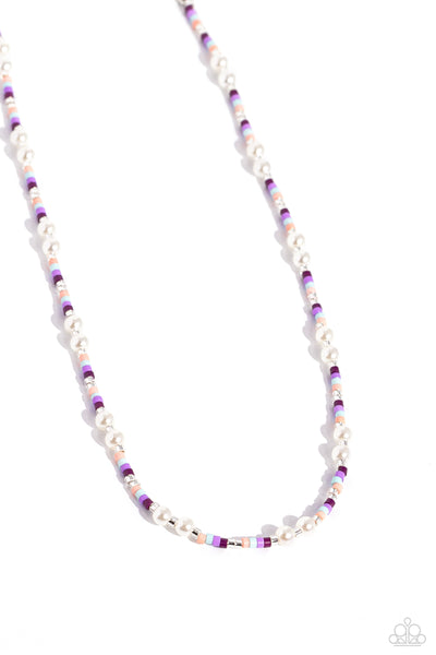 Colorblock Charm - Purple Necklace