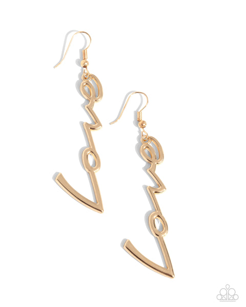 Light-Catching Letters - Gold Earrings